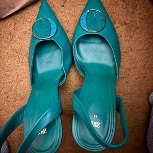 Zara Turquoise Heels with Strap